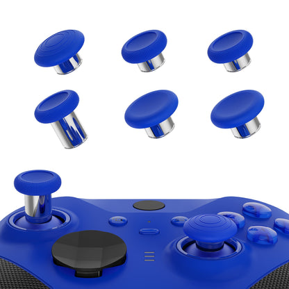 eXtremeRate 6 in 1 Metal Replacement Thumbsticks for Xbox Elite Series 2 & Elite 2 Core Controller (Model 1797) - Blue & Metallic Silver eXtremeRate