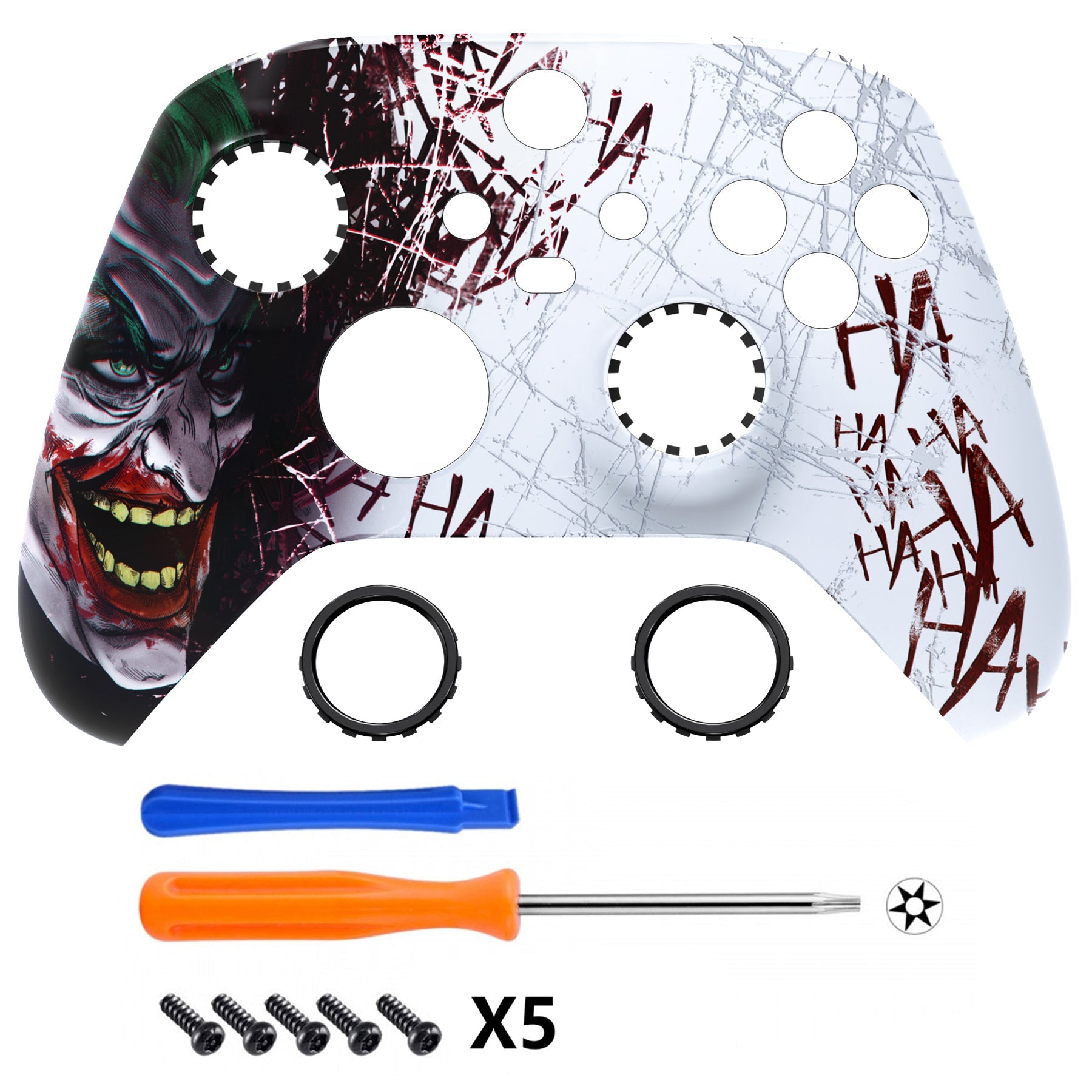 eXtremeRate ASR Version Front Housing Shell with Accent Rings for Xbox Series X/S Controller & Xbox Core Controller - Clown HAHAHA eXtremeRate