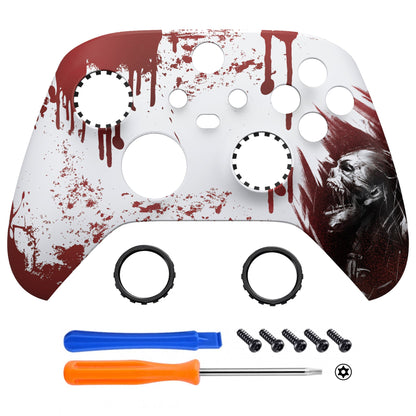 eXtremeRate ASR Version Front Housing Shell with Accent Rings for Xbox Series X/S Controller & Xbox Core Controller - Blood Zombie eXtremeRate