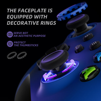 eXtremeRate ASR Version Performance Rubberized Grip Front Housing Shell  with Accent Rings for Xbox Series X & S Controller - Blue eXtremeRate