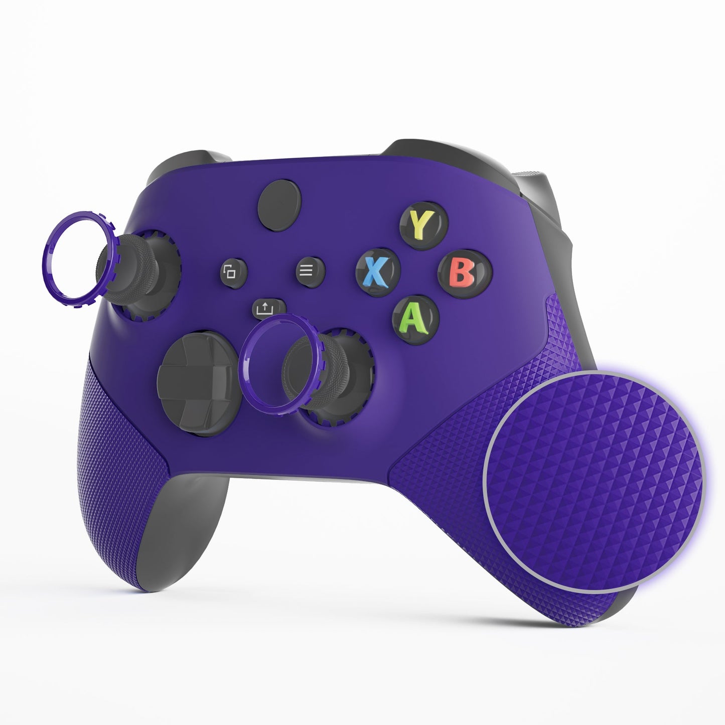 eXtremeRate ASR Version Performance Rubberized Grip Front Housing Shell  with Accent Rings for Xbox Series X & S Controller - Purple eXtremeRate