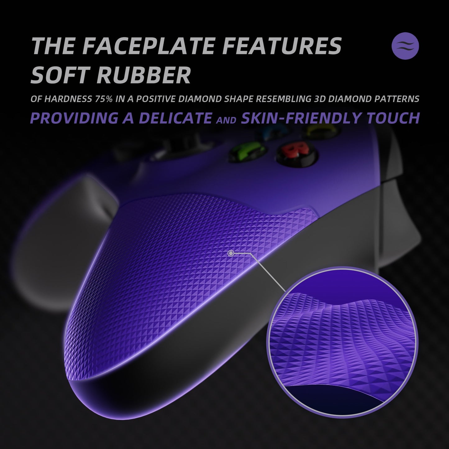 eXtremeRate ASR Version Performance Rubberized Grip Front Housing Shell  with Accent Rings for Xbox Series X & S Controller - Purple eXtremeRate