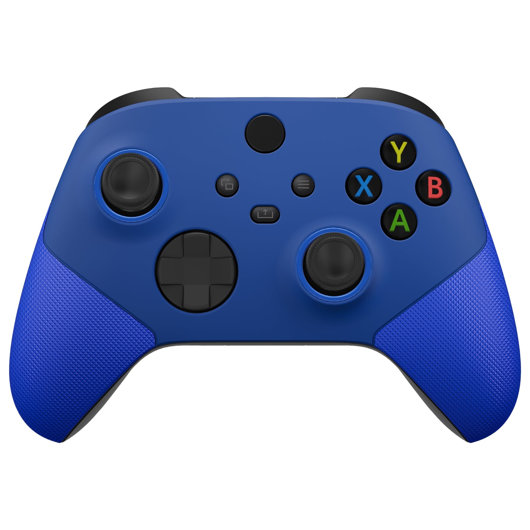 eXtremeRate ASR Version Performance Rubberized Grip Front Housing Shell  with Accent Rings for Xbox Series X & S Controller - Rubberized Blue eXtremeRate