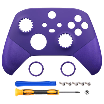 eXtremeRate ASR Version Performance Rubberized Grip Front Housing Shell  with Accent Rings for Xbox Series X & S Controller - Rubberized Purple eXtremeRate