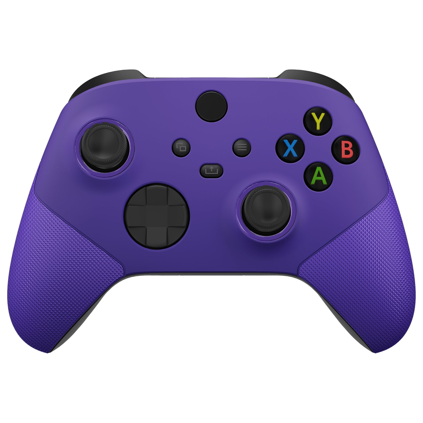 eXtremeRate ASR Version Performance Rubberized Grip Front Housing Shell  with Accent Rings for Xbox Series X & S Controller - Rubberized Purple eXtremeRate