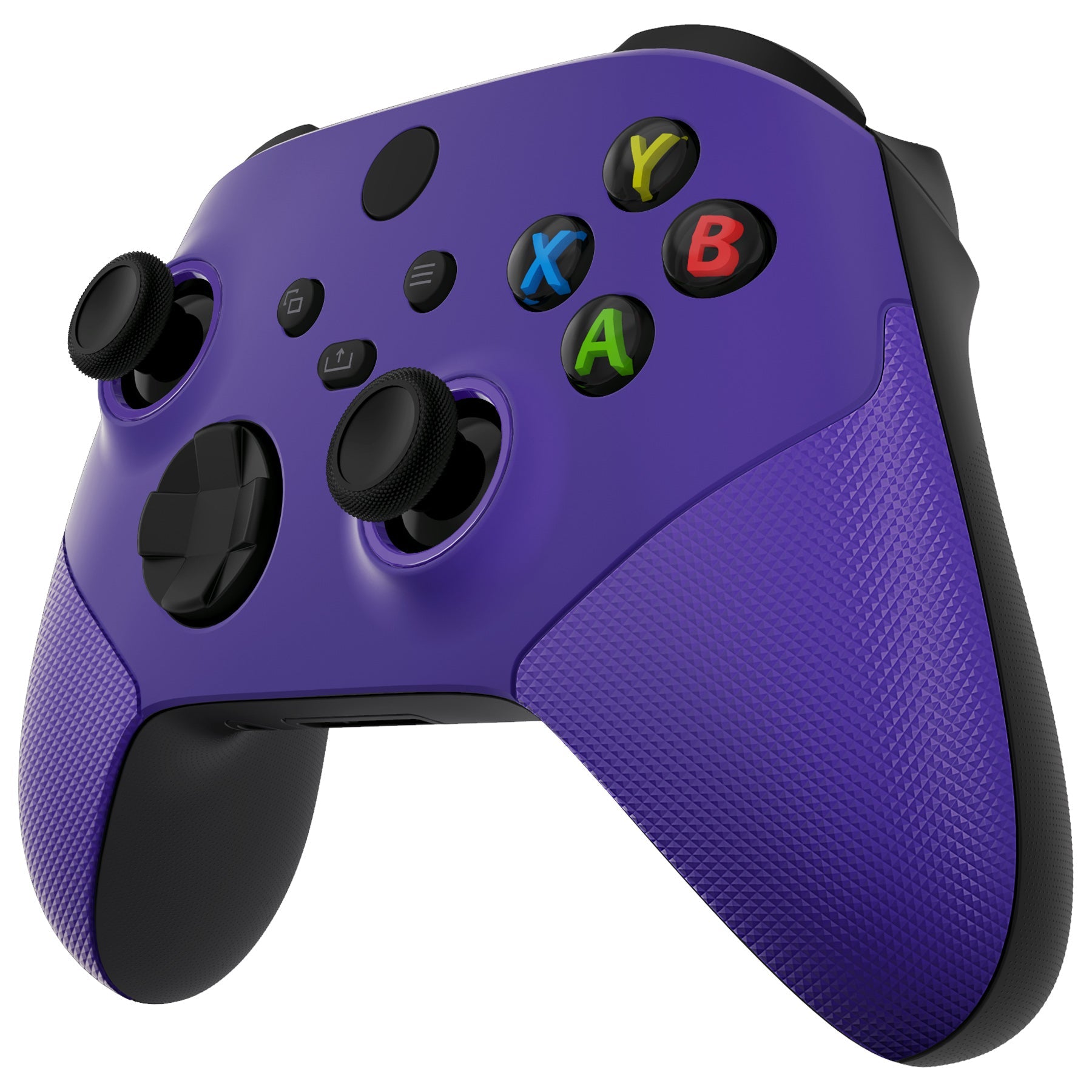 eXtremeRate ASR Version Performance Rubberized Grip Front Housing Shell  with Accent Rings for Xbox Series X & S Controller - Rubberized Purple eXtremeRate