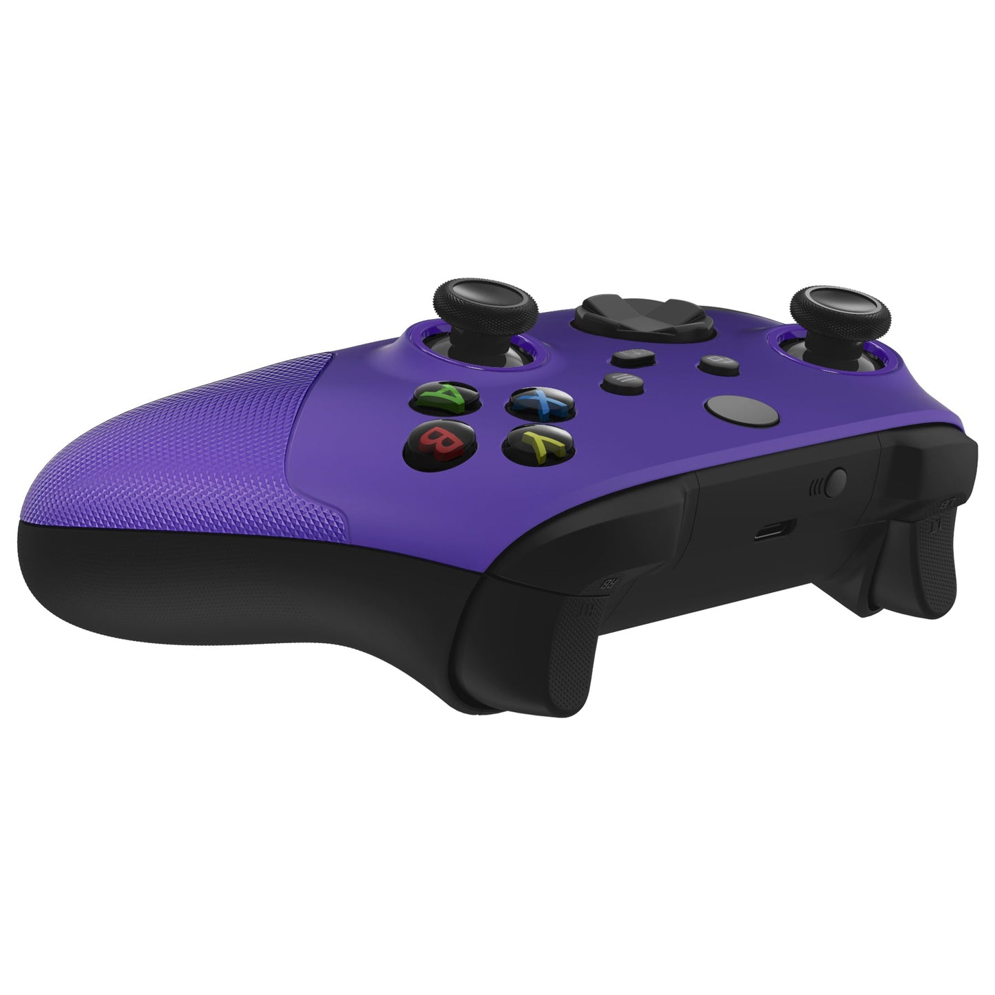 eXtremeRate ASR Version Performance Rubberized Grip Front Housing Shell  with Accent Rings for Xbox Series X & S Controller - Rubberized Purple eXtremeRate