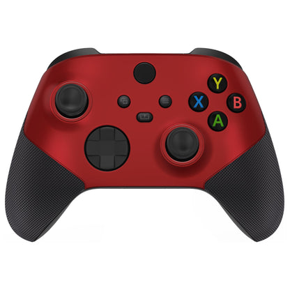 eXtremeRate ASR Version Performance Rubberized Grip Front Housing Shell  with Accent Rings for Xbox Series X & S Controller - Rubberized Scarlet Red & Black eXtremeRate