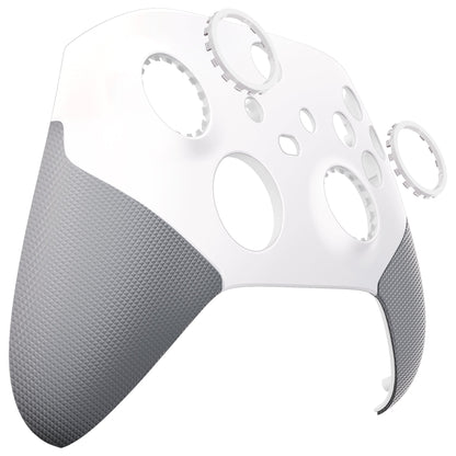 eXtremeRate ASR Version Performance Rubberized Grip Front Housing Shell  with Accent Rings for Xbox Series X & S Controller - Rubberized White & Gray eXtremeRate