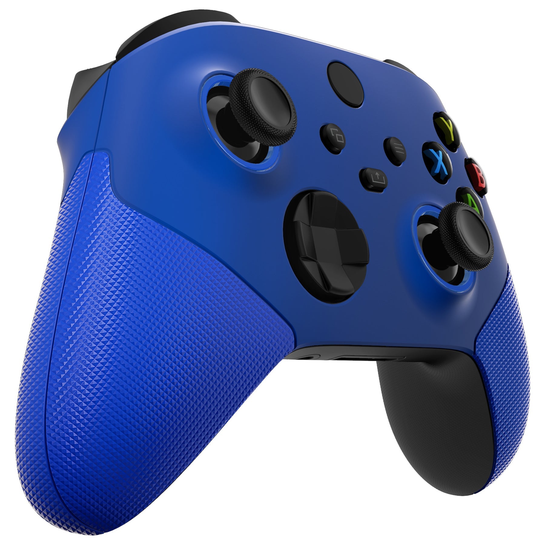 eXtremeRate ASR Version Performance Rubberized Side Rails Front Housing Shells with Accent Rings for Xbox Series X & S Controller - Rubberized Blue eXtremeRate