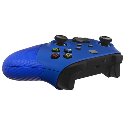 eXtremeRate ASR Version Performance Rubberized Side Rails Front Housing Shells with Accent Rings for Xbox Series X & S Controller - Rubberized Blue eXtremeRate