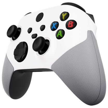 eXtremeRate ASR Version Performance Rubberized Side Rails Front Housing Shells with Accent Rings for Xbox Series X & S Controller - Rubberized White & Gray eXtremeRate