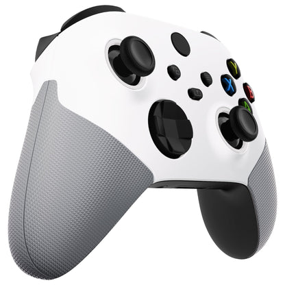 eXtremeRate ASR Version Performance Rubberized Side Rails Front Housing Shells with Accent Rings for Xbox Series X & S Controller - Rubberized White & Gray eXtremeRate