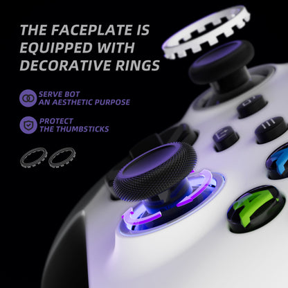 eXtremeRate ASR Version Performance Rubberized Grip Front Housing Shell  with Accent Rings for Xbox Series X & S Controller - White & Gray eXtremeRate