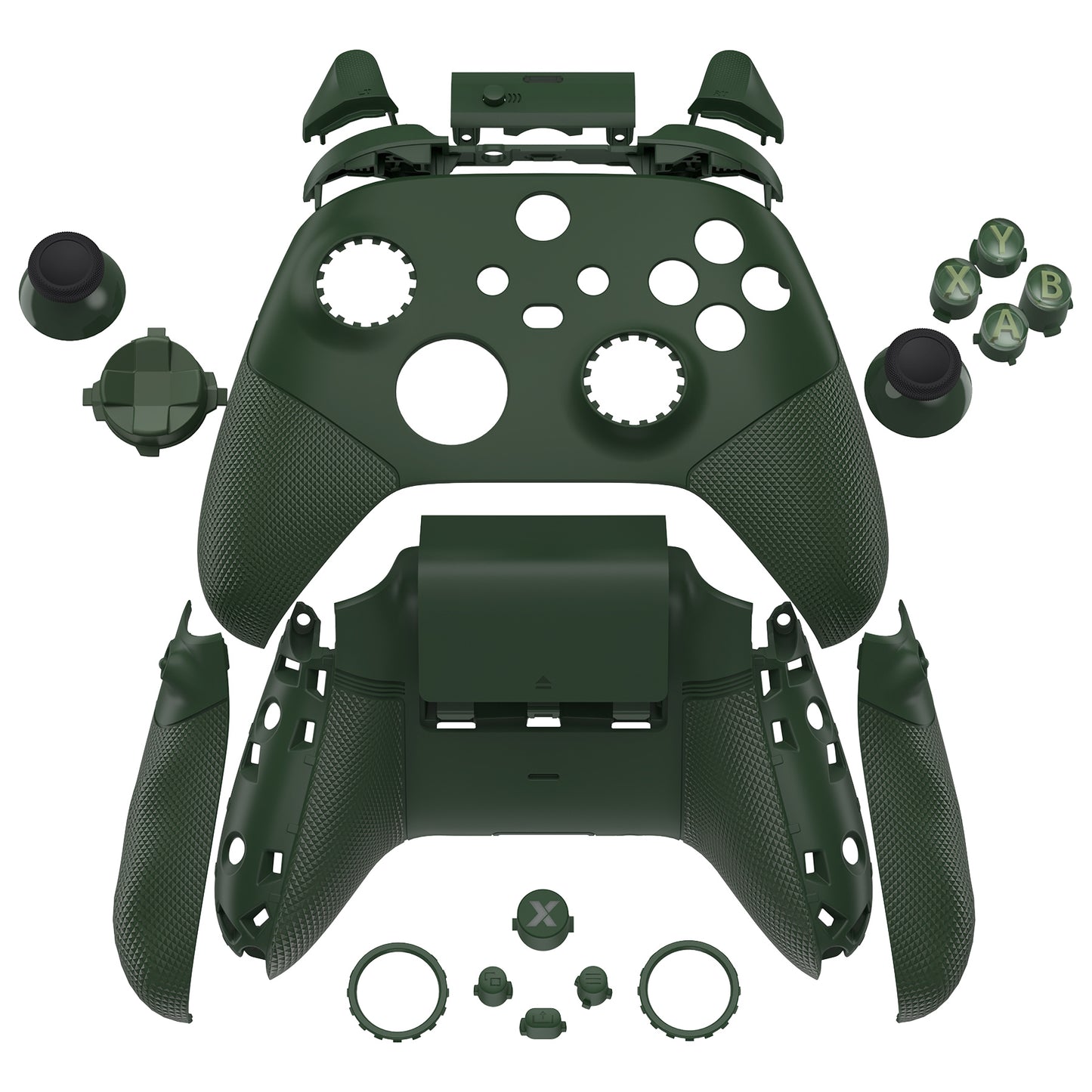 eXtremeRate Xbox Series X&Sコントローラー対応用ASRバージョン 高性能再設計 フルセットシェルボタン FLEXOR サイドレールグリップ トリガーストップキット【バンブーグリーン】