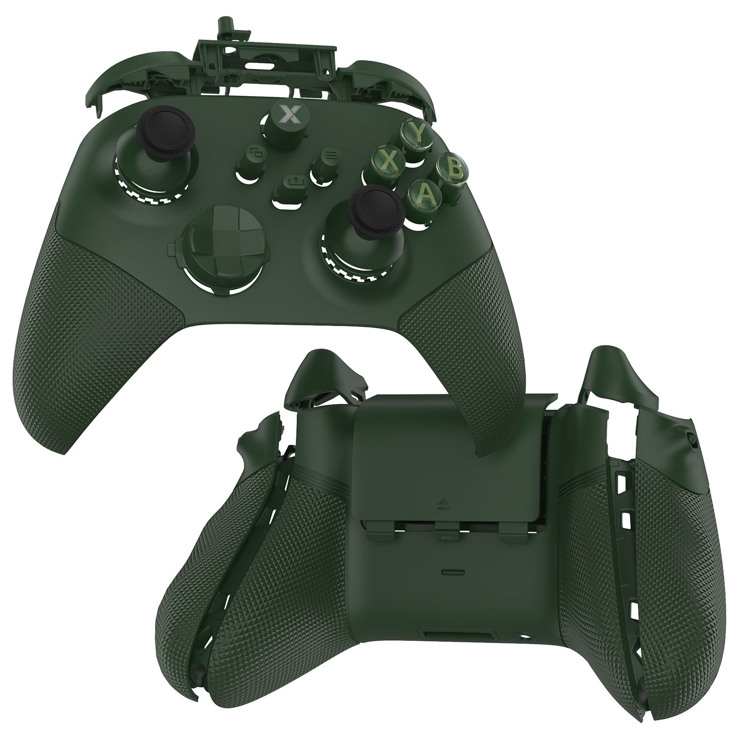 eXtremeRate Xbox Series X&Sコントローラー対応用ASRバージョン 高性能再設計 フルセットシェルボタン FLEXOR サイドレールグリップ トリガーストップキット【バンブーグリーン】