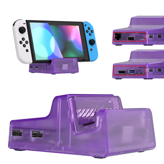 eXtremeRate AiryDocky DIY Kit Replacement Shell Case for Nintendo Switch Dock - Clear Atomic Purple eXtremeRate