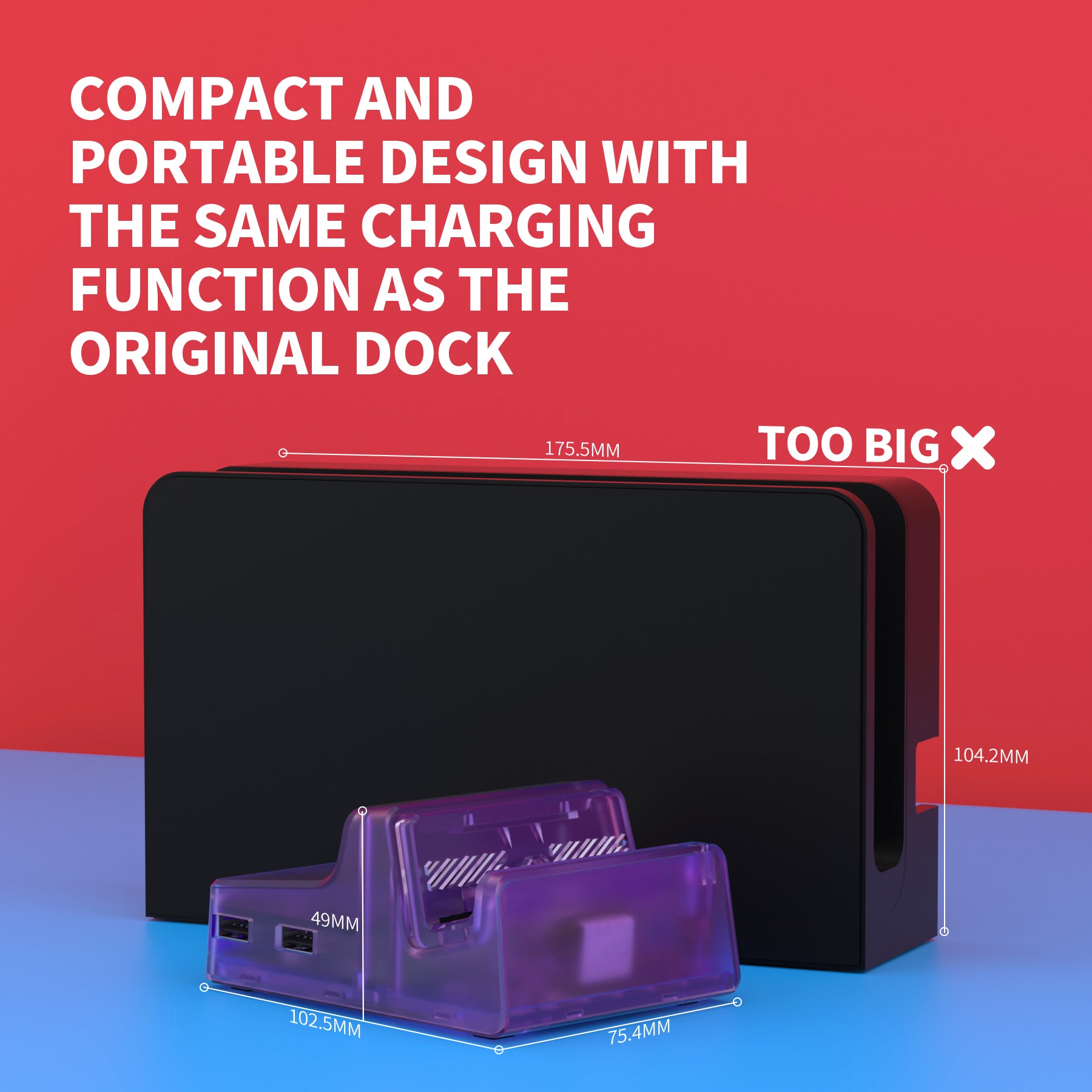 eXtremeRate AiryDocky DIY Kit Replacement Shell Case for Nintendo Switch Dock - Clear Atomic Purple eXtremeRate