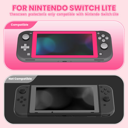 eXtremeRate Nintendo Switch Lite用2枚セット傷防止透明HD強化ガラススクリーン保護フィルム【ローズレッド】