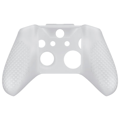 eXtremeRate Protective Anti-Slip Silicone Case with Thumb Grips Caps for Xbox One X & S Controller - Semi-transparent Clear eXtremeRate