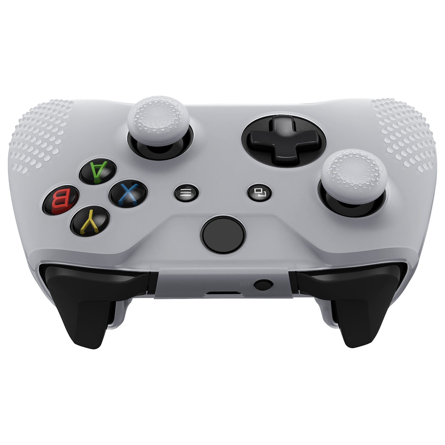 eXtremeRate Protective Anti-Slip Silicone Case with Thumb Grips Caps for Xbox One X & S Controller - Semi-transparent Clear eXtremeRate