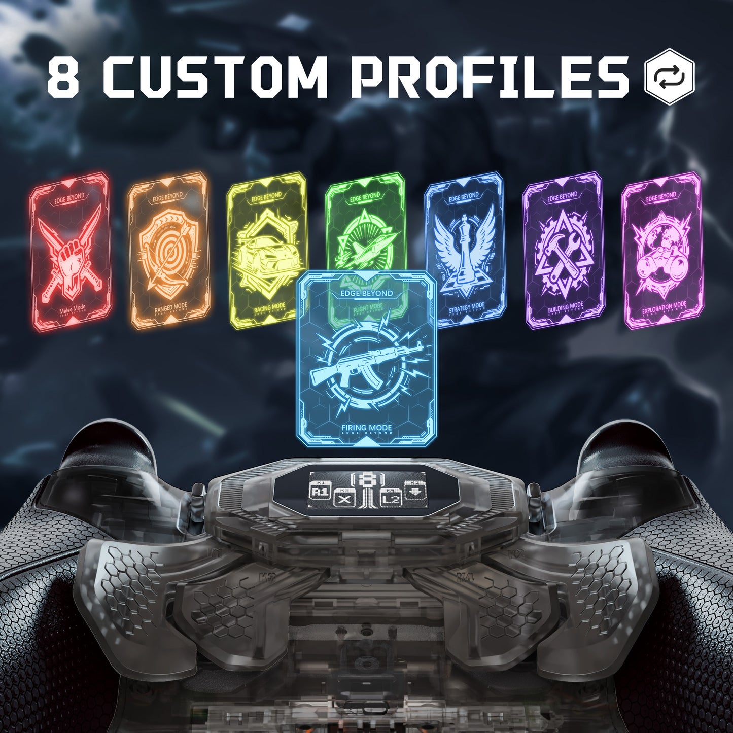 eXtremeRate PS5 edgeコントローラーに対応用BEYOND バックパドルキット、OLEDディスプレイ&エルゴノミックグリップ【クリアブラック】