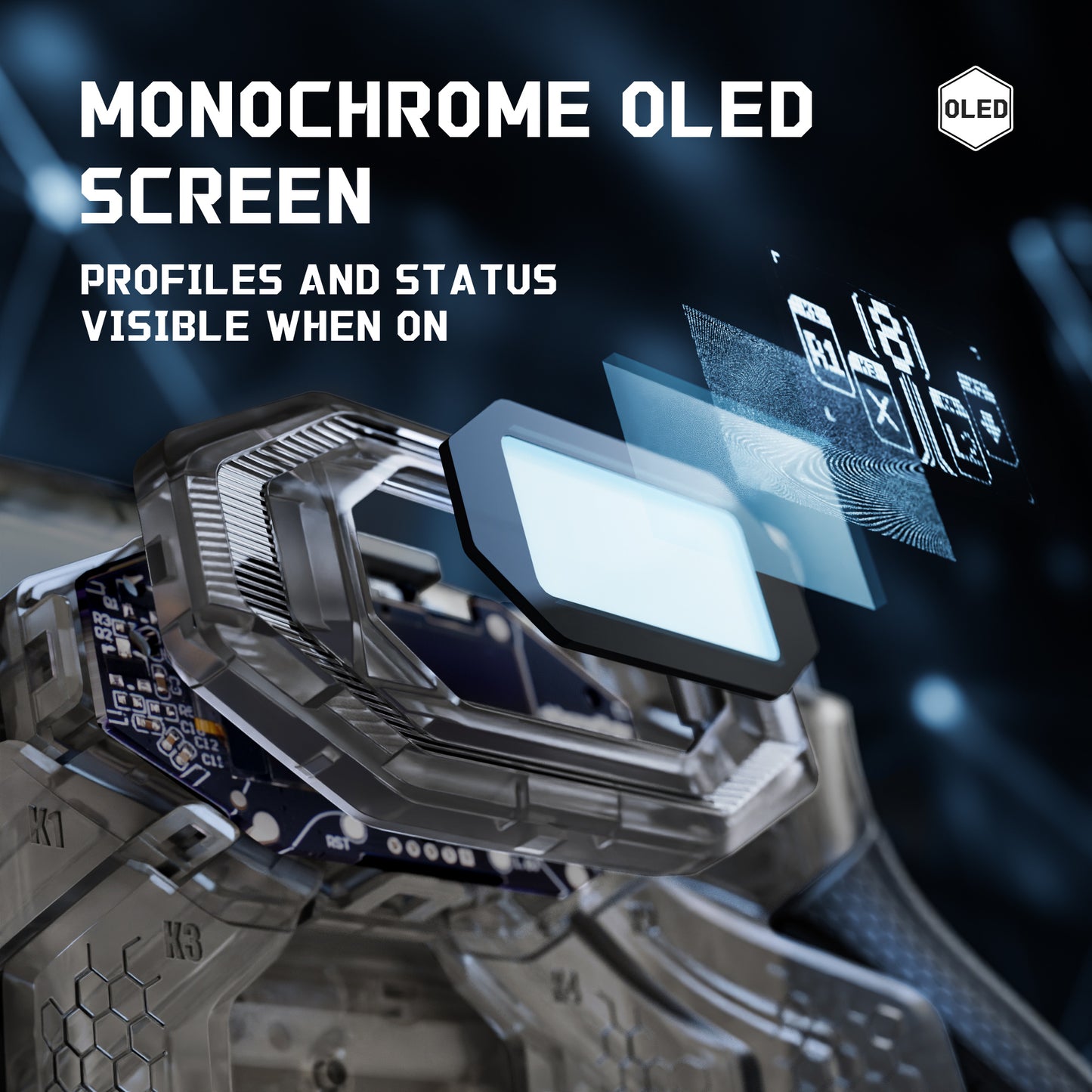 eXtremeRate PS5 edgeコントローラーに対応用BEYOND バックパドルキット、OLEDディスプレイ&エルゴノミックグリップ【クリアブラック】