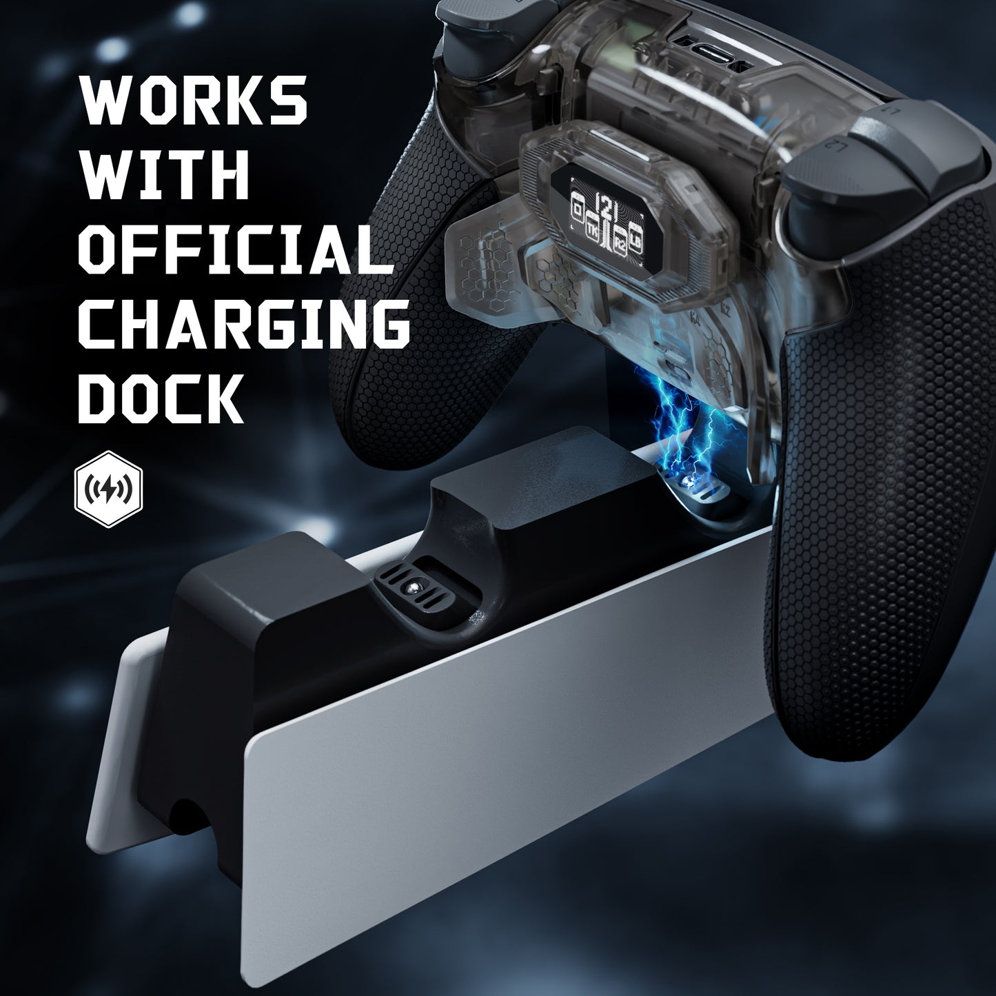 eXtremeRate PS5 edgeコントローラーに対応用BEYOND バックパドルキット、OLEDディスプレイ&エルゴノミックグリップ【クリアブラック】