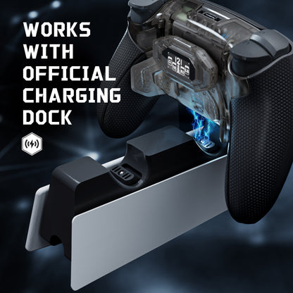 eXtremeRate PS5 edgeコントローラーに対応用BEYOND バックパドルキット、OLEDディスプレイ&エルゴノミックグリップ【クリアブラック】