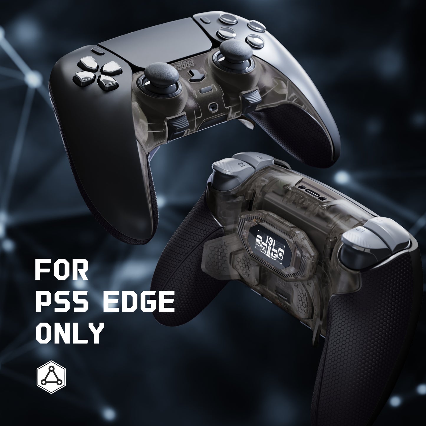 eXtremeRate PS5 edgeコントローラーに対応用BEYOND バックパドルキット、OLEDディスプレイ&エルゴノミックグリップ【クリアブラック】