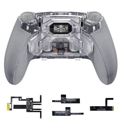 eXtremeRate PS5 edgeコントローラーに対応用BEYOND バックパドルキット、OLEDディスプレイ&エルゴノミックグリップ【クリア&グレー】