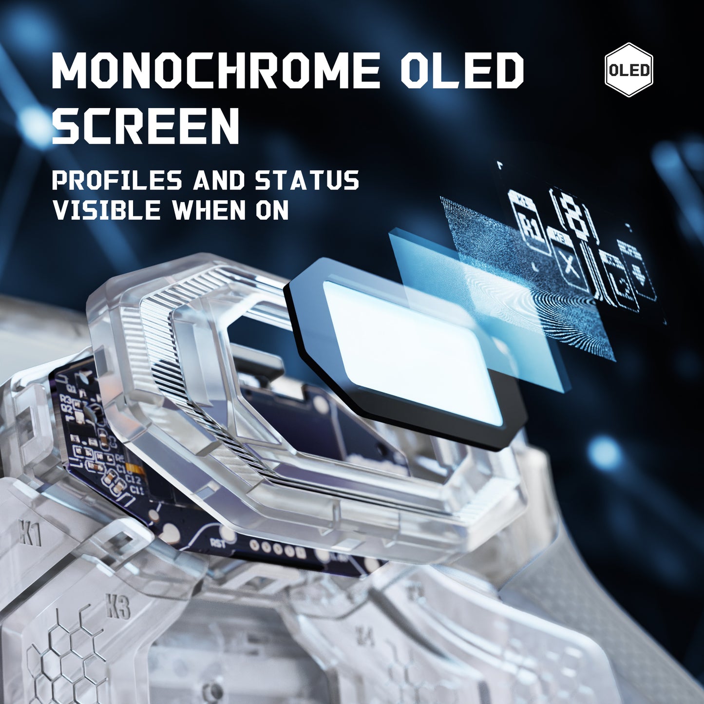 eXtremeRate PS5 edgeコントローラーに対応用BEYOND バックパドルキット、OLEDディスプレイ&エルゴノミックグリップ【クリア&グレー】