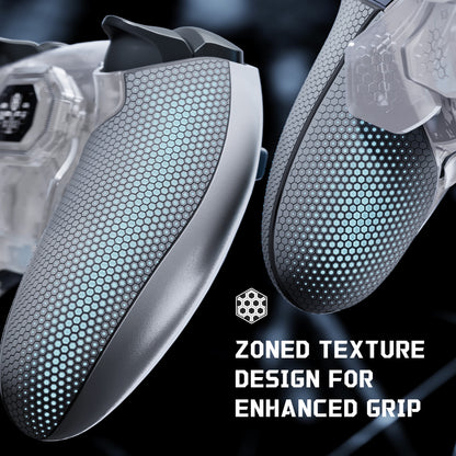 eXtremeRate PS5 edgeコントローラーに対応用BEYOND バックパドルキット、OLEDディスプレイ&エルゴノミックグリップ【クリア&グレー】