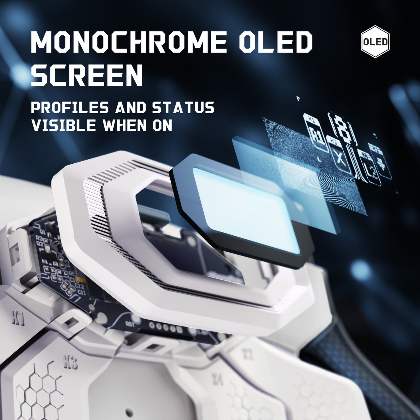 eXtremeRate PS5 edgeコントローラーに対応用BEYOND バックパドルキット、OLEDディスプレイ&エルゴノミックグリップ【ホワイト＆ブラック】