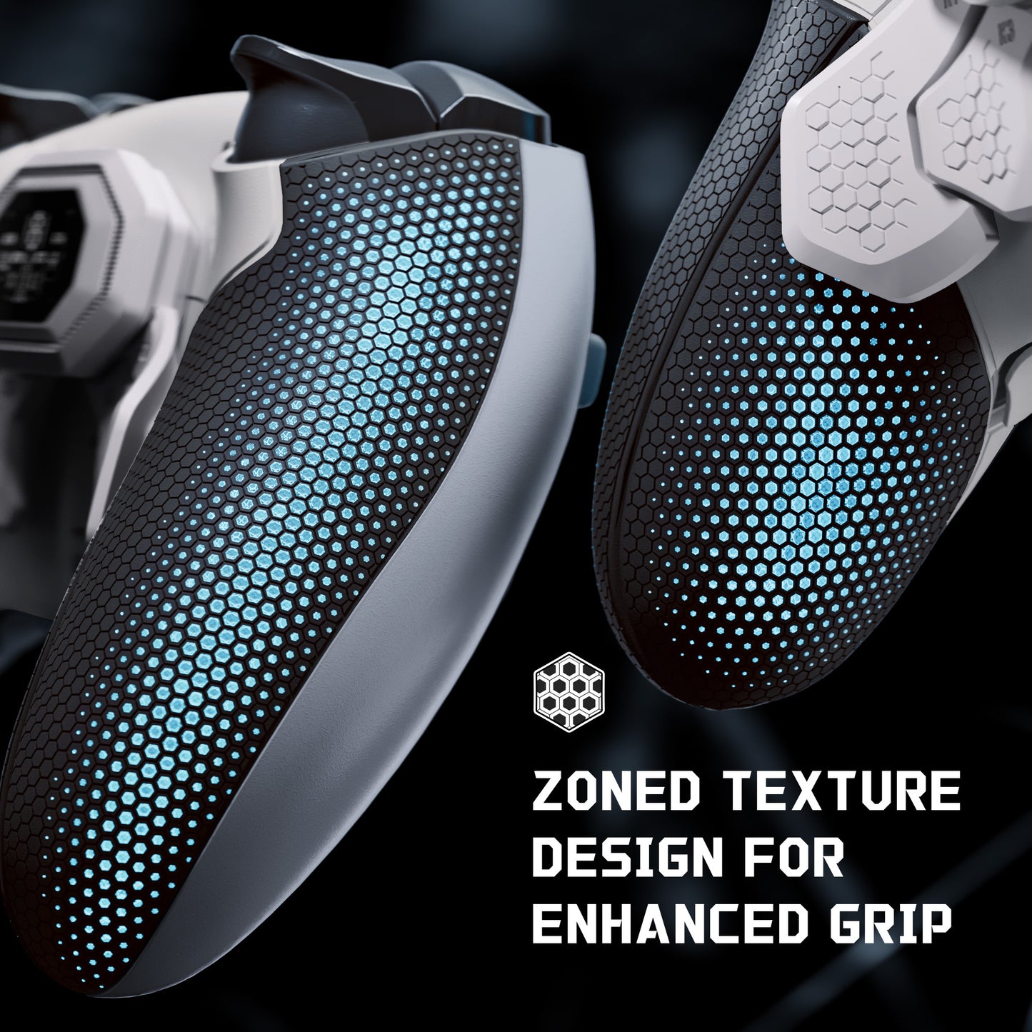 eXtremeRate PS5 edgeコントローラーに対応用BEYOND バックパドルキット、OLEDディスプレイ&エルゴノミックグリップ【ホワイト＆ブラック】