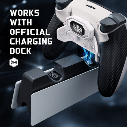 eXtremeRate PS5 edgeコントローラーに対応用BEYOND バックパドルキット、OLEDディスプレイ&エルゴノミックグリップ【ホワイト＆ブラック】