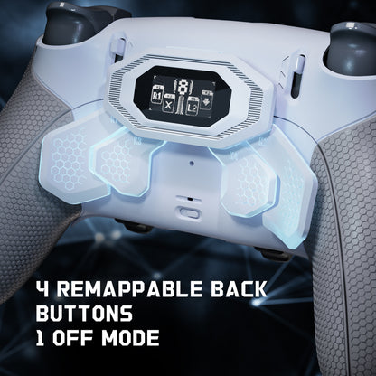 eXtremeRate PS5 edgeコントローラーに対応用BEYOND バックパドルキット、OLEDディスプレイ&エルゴノミックグリップ【ホワイト＆グレー】