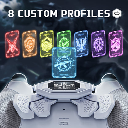 eXtremeRate PS5 edgeコントローラーに対応用BEYOND バックパドルキット、OLEDディスプレイ&エルゴノミックグリップ【ホワイト＆グレー】