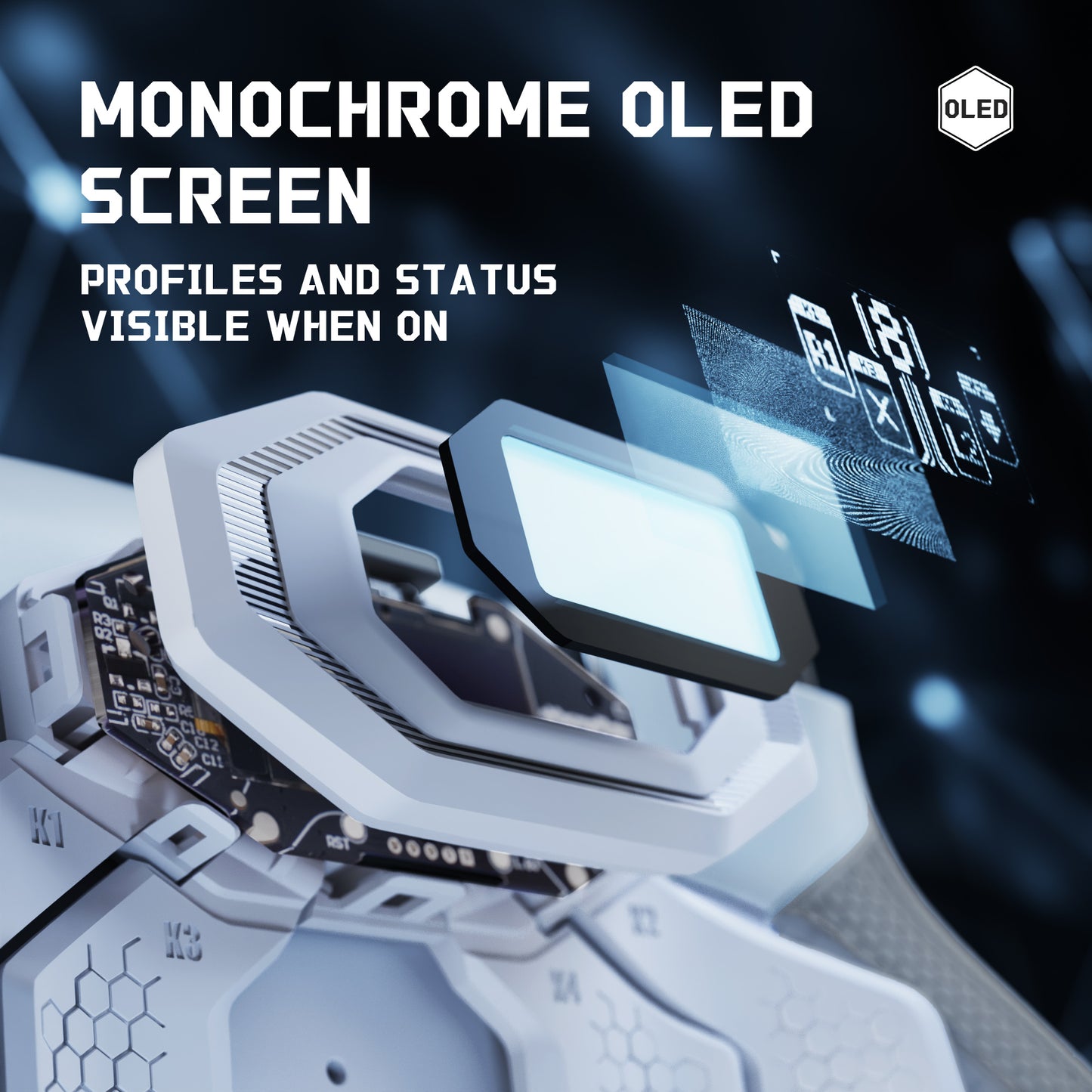 eXtremeRate PS5 edgeコントローラーに対応用BEYOND バックパドルキット、OLEDディスプレイ&エルゴノミックグリップ【ホワイト＆グレー】