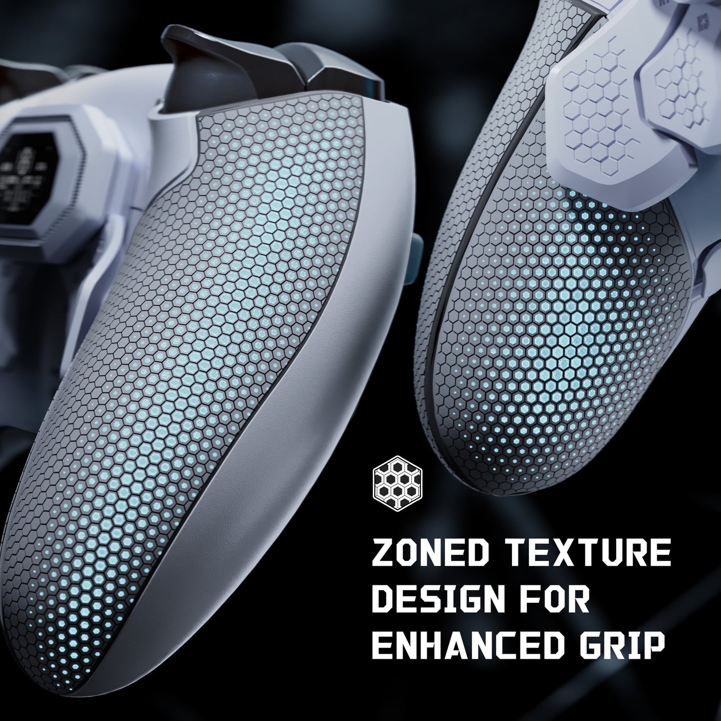 eXtremeRate PS5 edgeコントローラーに対応用BEYOND バックパドルキット、OLEDディスプレイ&エルゴノミックグリップ【ホワイト＆グレー】