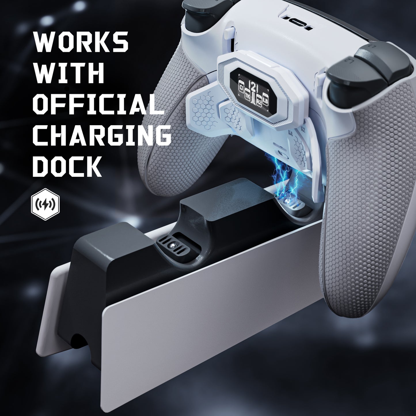 eXtremeRate PS5 edgeコントローラーに対応用BEYOND バックパドルキット、OLEDディスプレイ&エルゴノミックグリップ【ホワイト＆グレー】