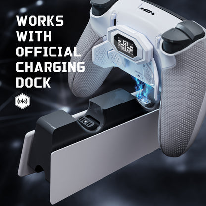 eXtremeRate PS5 edgeコントローラーに対応用BEYOND バックパドルキット、OLEDディスプレイ&エルゴノミックグリップ【ホワイト＆グレー】