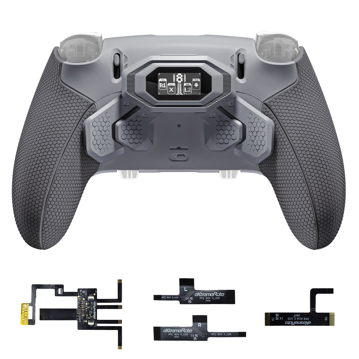 eXtremeRate BEYOND Back Paddle Kit for PS5 Edge Controller, OLED Display & Ergonomic Grip [New Hope Gray & Classic Gray]