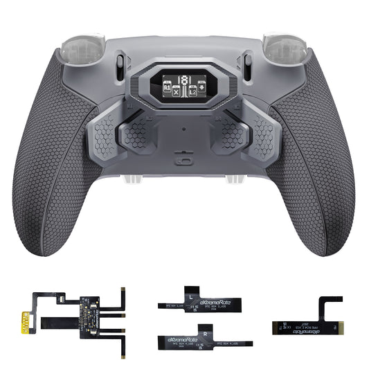 eXtremeRate BEYOND Back Paddle Kit for PS5 Edge Controller, OLED Display & Ergonomic Grip [New Hope Gray & Classic Gray]