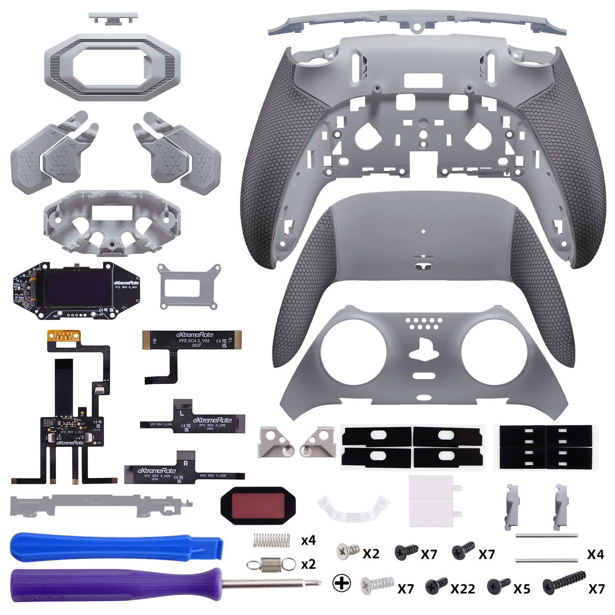 eXtremeRate BEYOND Back Paddle Kit for PS5 Edge Controller, OLED Display & Ergonomic Grip [New Hope Gray & Classic Gray]