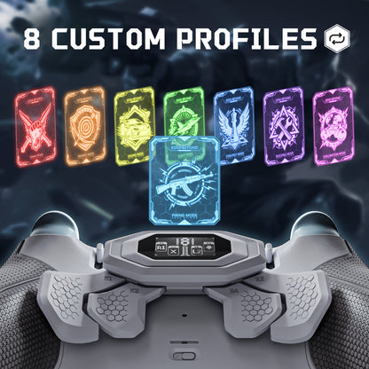 eXtremeRate BEYOND Back Paddle Kit for PS5 Edge Controller, OLED Display & Ergonomic Grip [New Hope Gray & Classic Gray]
