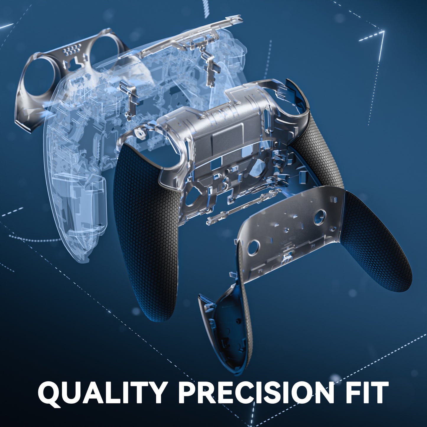 eXtremeRate Beyond-ARC Bottom Shell Kit for PS5 Edge Controller (Clear & Black)