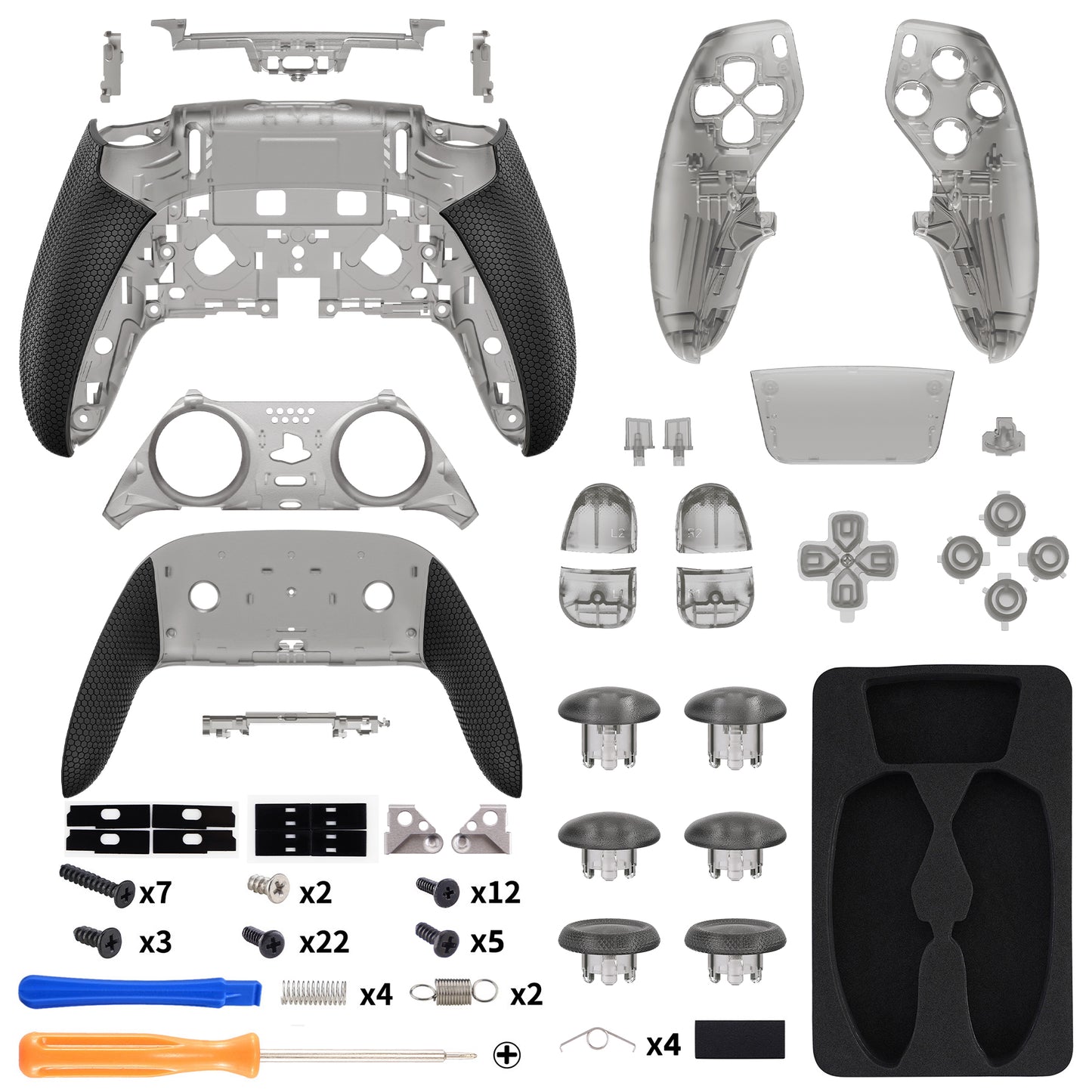 eXtremeRate PS5 Edgeコントローラー対応用 Beyond-ARC フルセットシェル ボタンキット【クリアブラック】