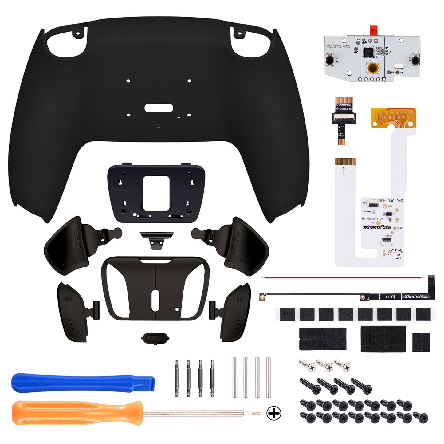 eXtremeRate PS5コントローラーBDM-030/040/050対応用ブラックリアルメタルボタン（RMB）バージョンRISE4 V3リマップキット【ブラック】