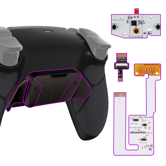 eXtremeRate PS5コントローラーBDM-030/040/050対応用ブラックリアルメタルボタン（RMB）バージョンRISE4 V3リマップキット【ラバー付きブラック】